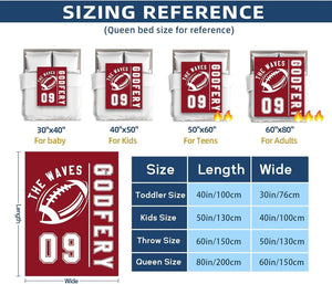 Personalized Football Blanket with Name Jersey Number,Gifts for Football Lovers