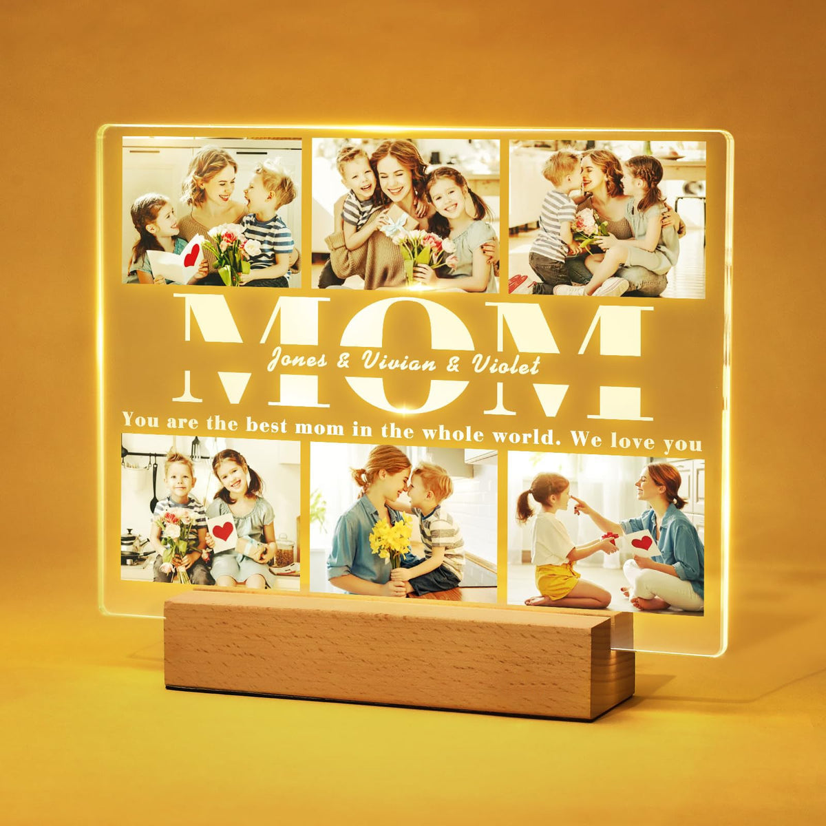 Personalized Photo LED Acrylic Plaque Night Light Gift for Mom