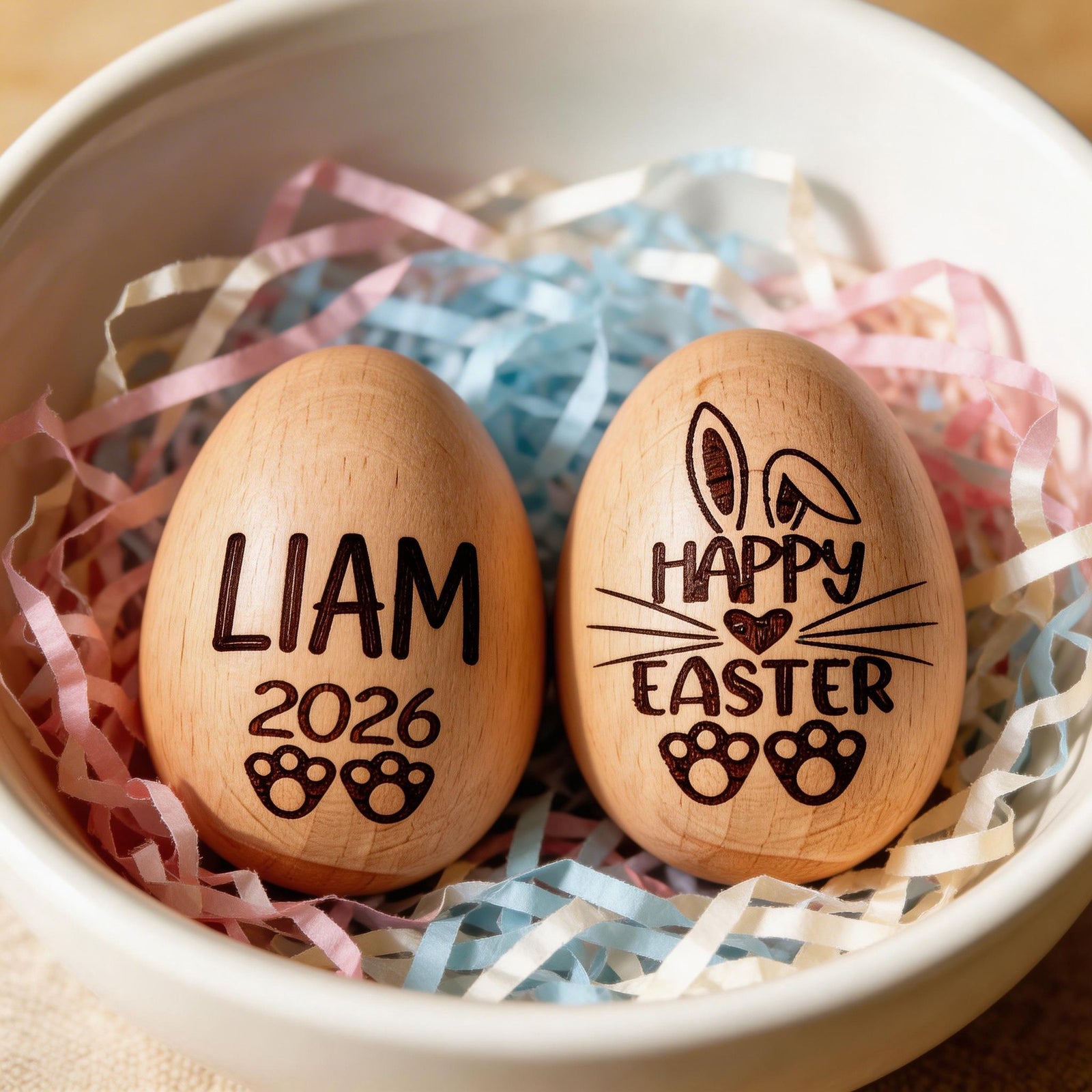 Personalized Wooden Egg Shaker | Engraved Baby Egg| Easter Basket Filler | My 1st Easter