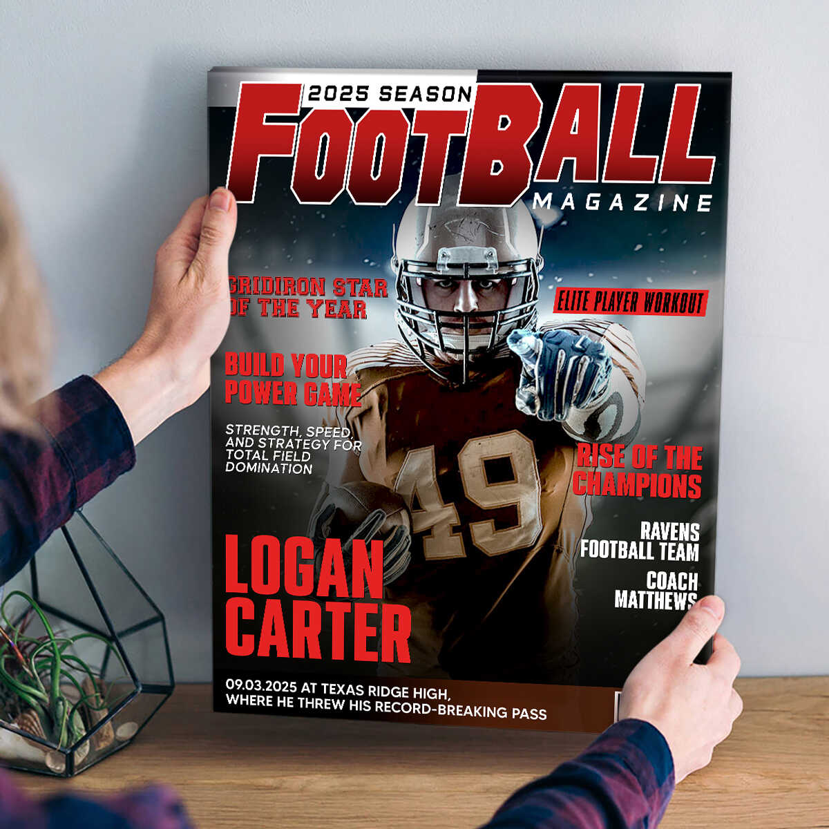 Personalized Football Magazine Cover, Custom Sport Magazine Cover, Football Player Gift, Unique Gifts For Football Player, Football America Gifts, Football Gifts