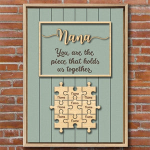 Personalized Mom & Grandma Puzzle Family Canvas Poster
