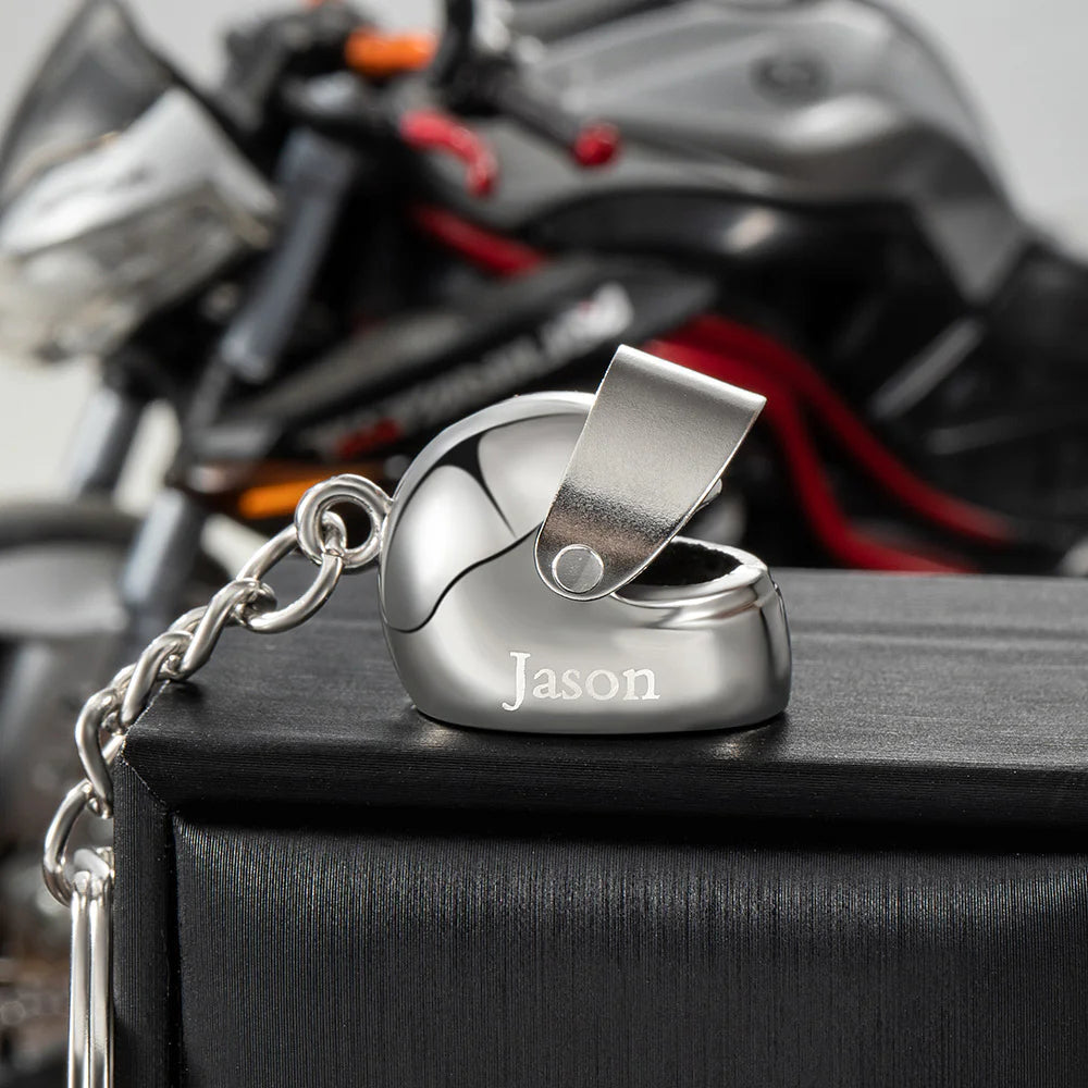 Engraved Name Personalized Motorcycle Helmet Keychain