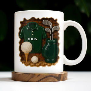 Golf Shirt, Golf Balls, Golf Clubs, Golf Bag - Personalized Mug, Gift For Golf Lovers