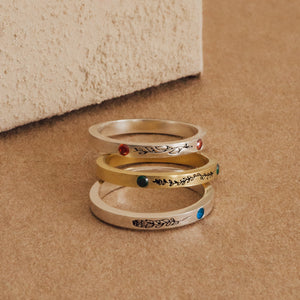 Personalized Floral Ring with Birthstones Flower Design Ring for Women