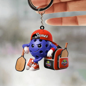 Pickleball Player Personalized Cute Pickleball Mascot Keychain Gift For Pickleball Lovers