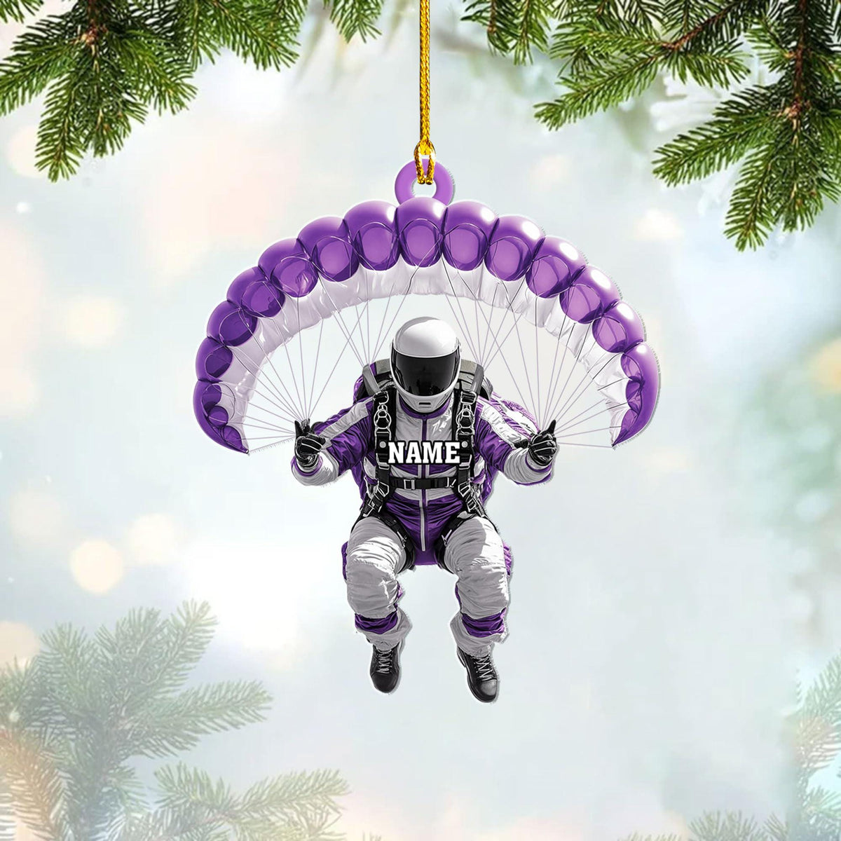 Personalized Skydiving Christmas Acrylic Ornament