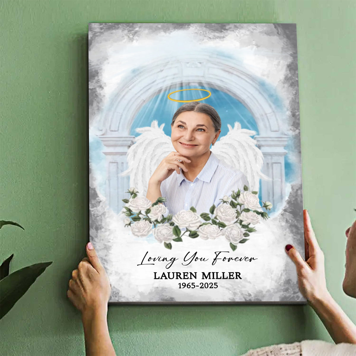 Memorial Personalized Canvas Poster - Custom Photo Sympathy Gifts, Loss Of Loved One, Loving You Forever