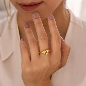 Heart-shaped Personalized Initial Ring