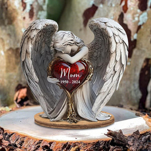 On Angels Wings - Personalized Memorial Freestanding Wood Plaque