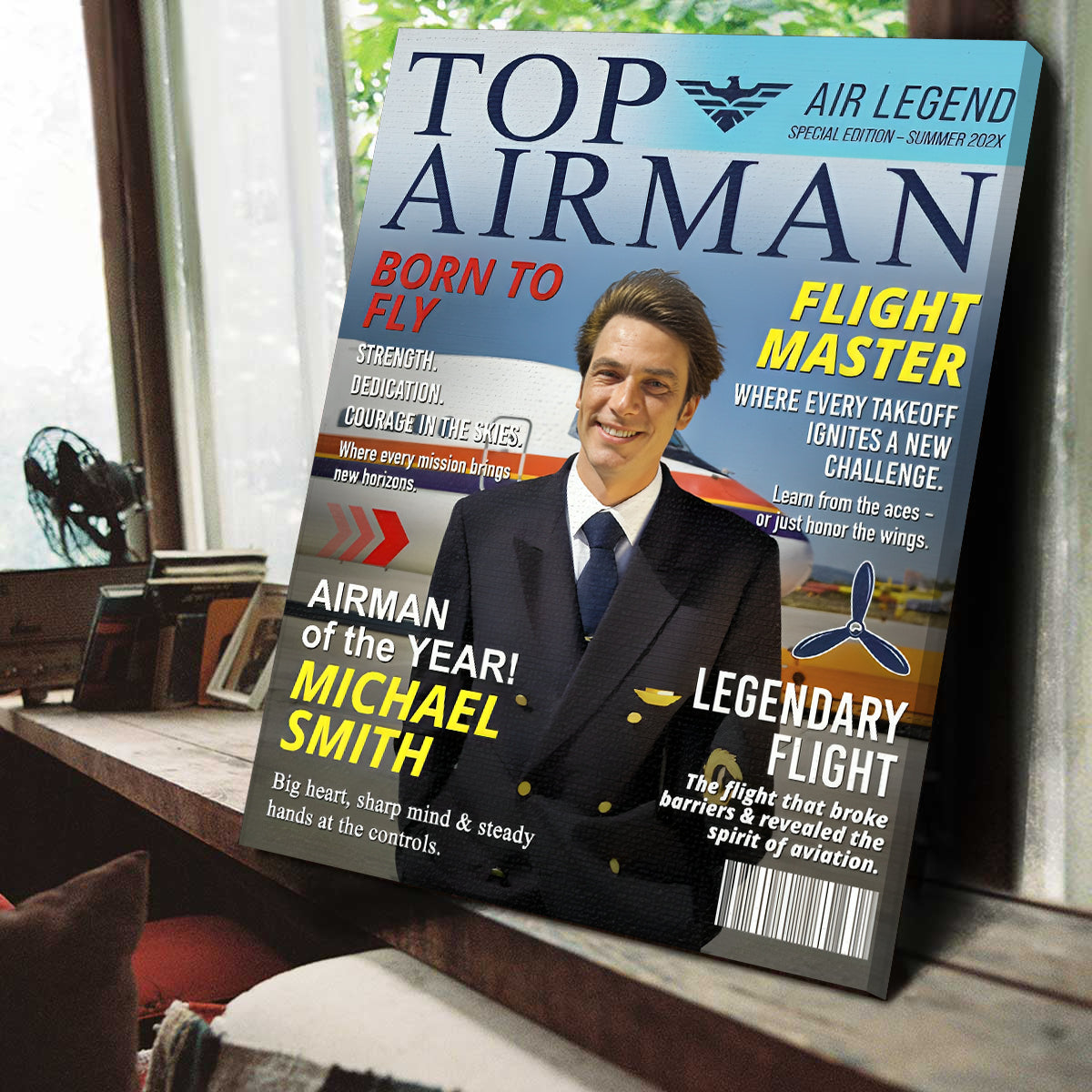 Personalized Airman Magazine Cover, Unique Gift for Pilots and Veterans, Airman Dad Gift, Custom Air Force Gift