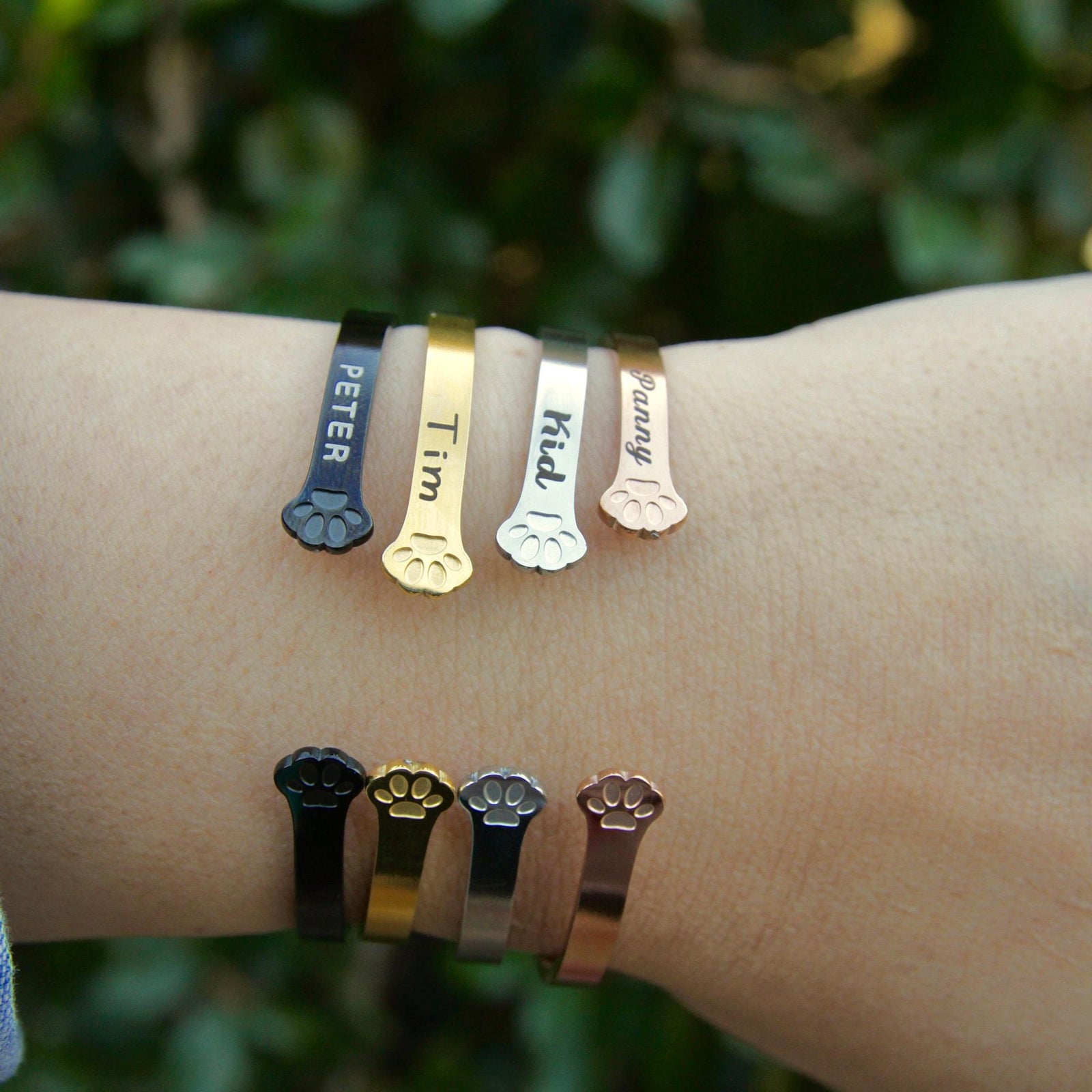 Personalized Pet Name Paw Bracelet - Sympathy Gift For Pet lover