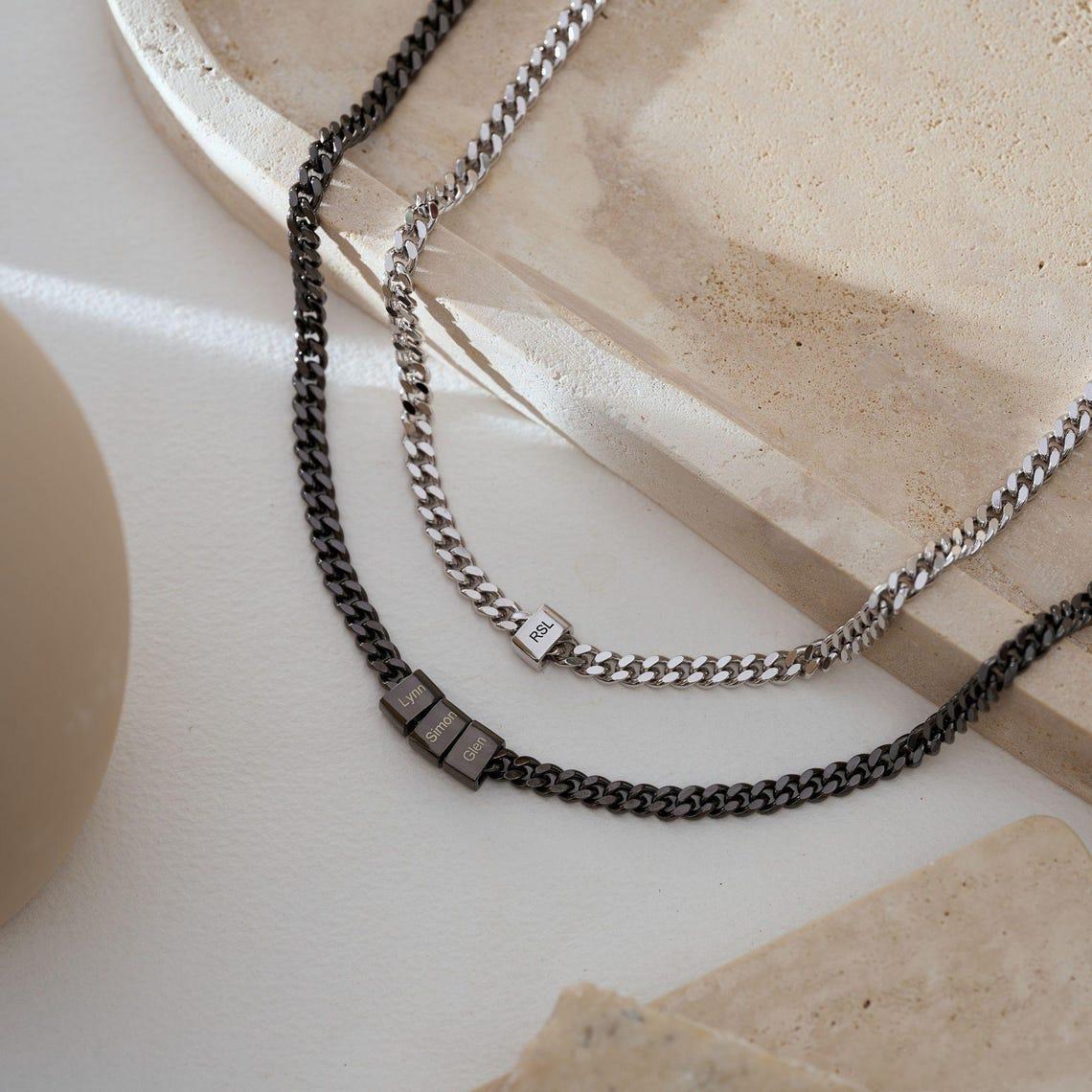 Peronslized Custom Name Bead Chain Men Necklace