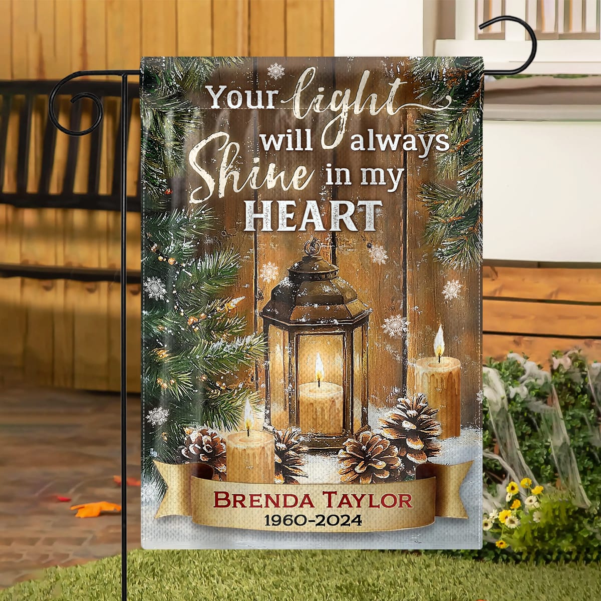 Your Light Will Always Shine - Personalized Memorial Garden Flag
