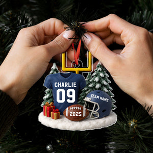 Proud American Football Player Uniform - Personalized Acrylic Ornament - Gift For Football Lovers, Football Team
