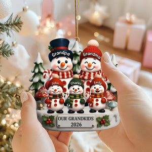 Custom Snowman Acrylic Ornament - Personalized Christmas Birthday Gifts For Grandpa, Grandma
