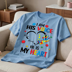 I'm His Voice He's My Heart Autism - Personalized Shirt - Autism Awareness
