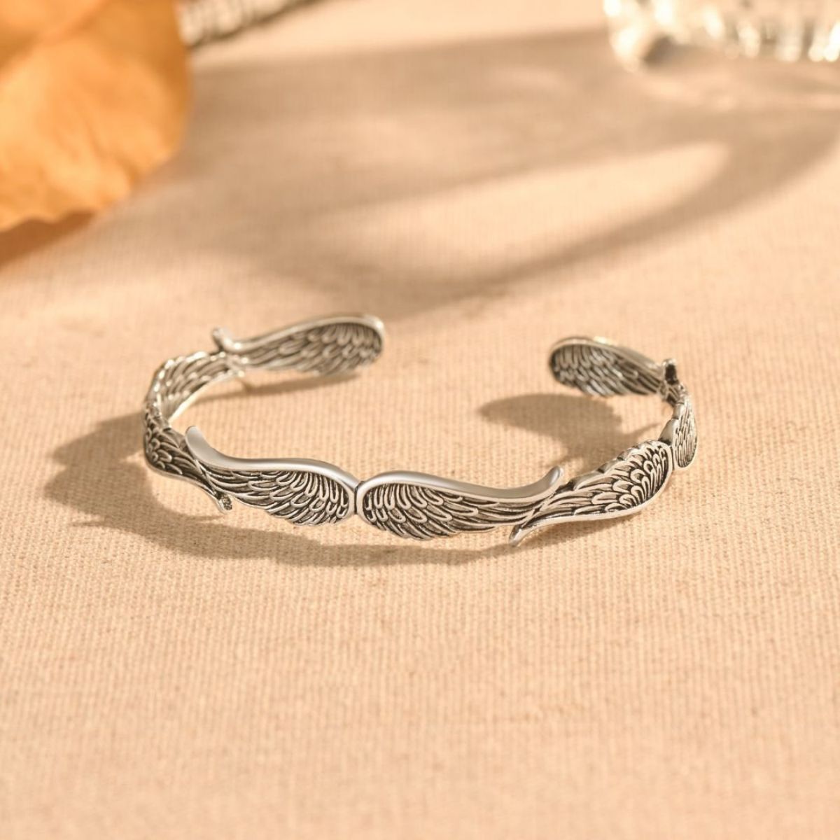 Angel Wings Vintage Style Bracelet with Personalized Memorial Photo Metal Card