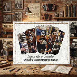 Accordion Player Gift,Personalized Accordion Music Photo Collage Canvas, Music Studio Decor Gifts for Accordionist