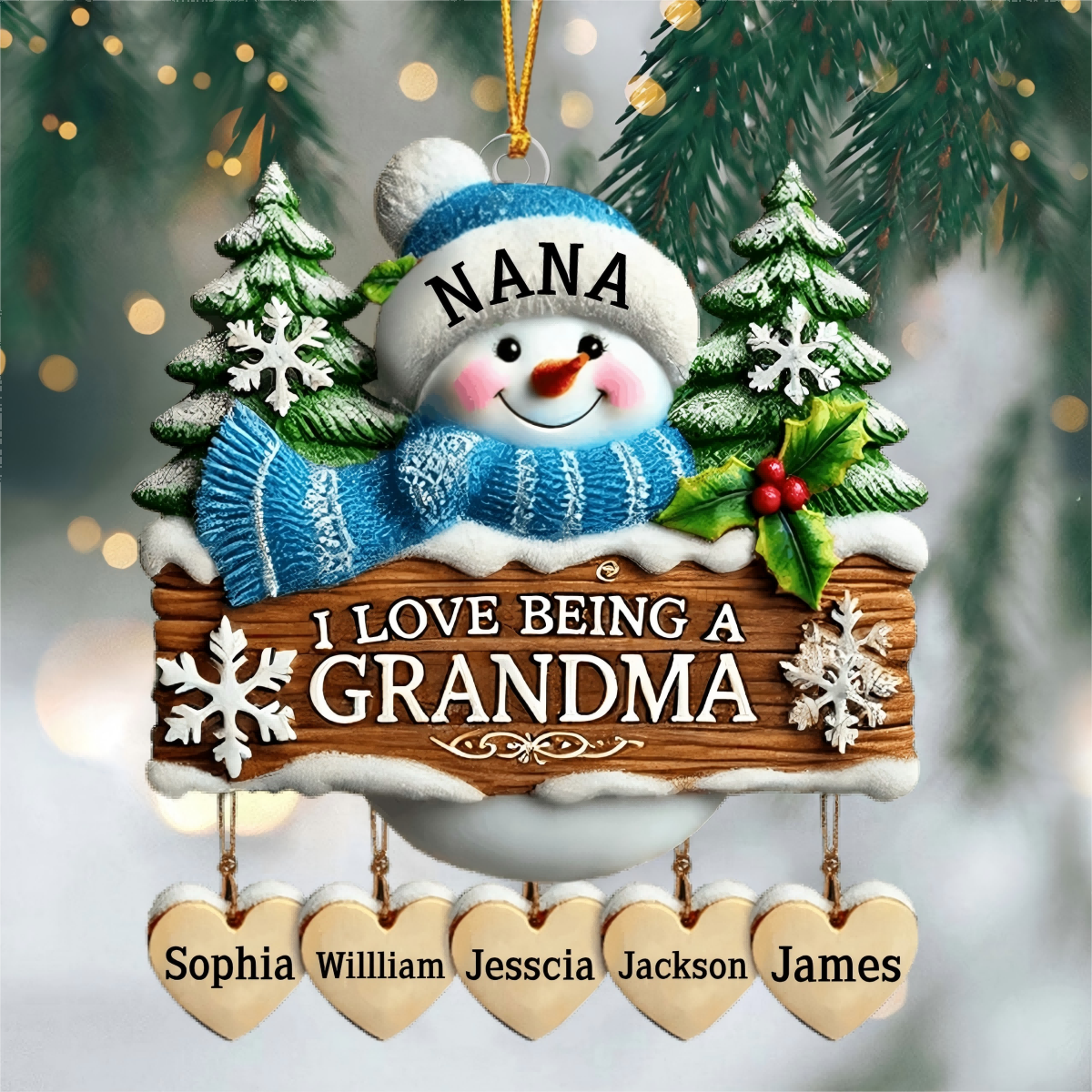 I Love Being Grandma Home Decor Personalized Christmas Ornament