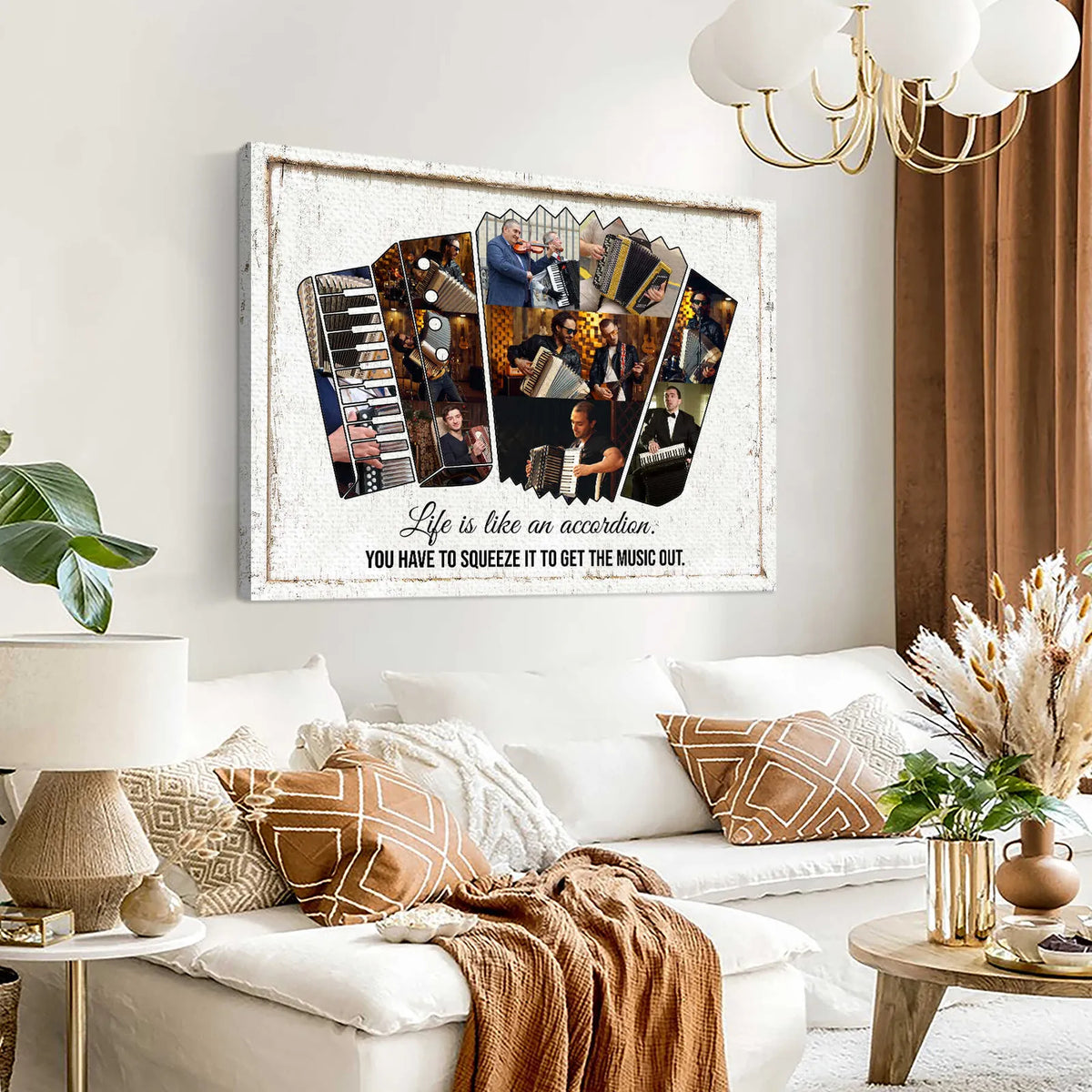 Accordion Player Gift,Personalized Accordion Music Photo Collage Canvas, Music Studio Decor Gifts for Accordionist