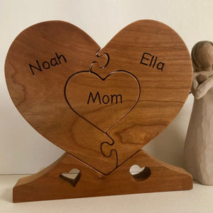 Personalized Name Family Puzzle,Family Wood Heart "Unity" Puzzle,Gift for Mom