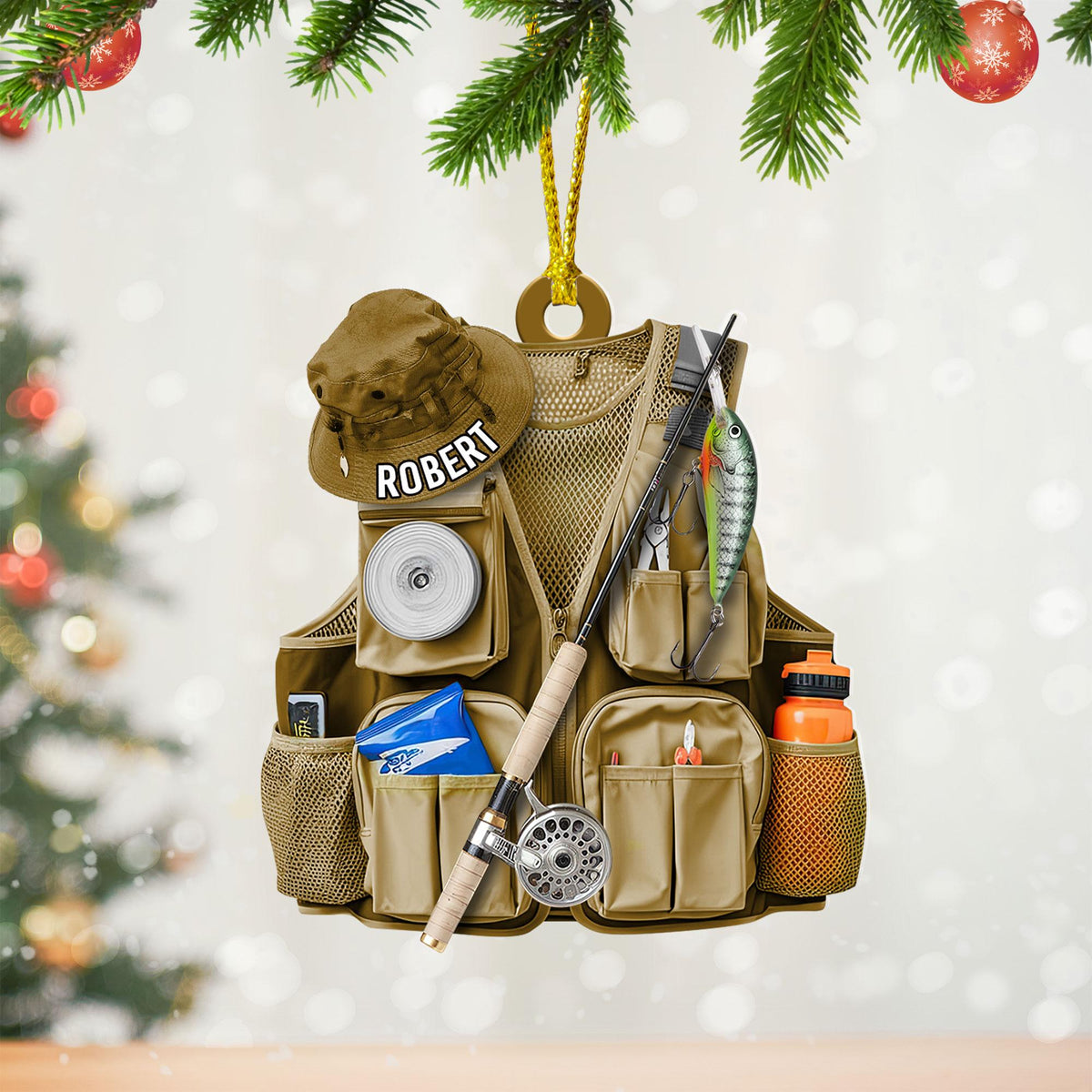 Personalized Bass Fishing Acrylic Ornament Fisherman Keepsake