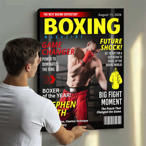 Personalized Boxing Gift For Men – Custom Magazine Cover Canvas For Boxing Lovers, Coaches & Retirement