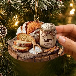 Personalized Name Baking Christmas Ornament Custom Acrylic Bread Flour Jar Holiday Tree Decoration