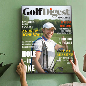 Golf Digest Magazine Personalized Canvas, Custom Golfer Magazines Photo, Unique Gift For Golfer, Golf Digest Gift
