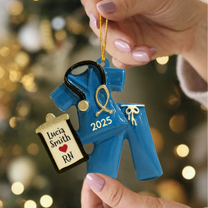 Celebrate Your Favorite Nurse With Scrubs And Badge Ornament, Personalized Acrylic Ornament, Gift For Nurses And Medical Professionals