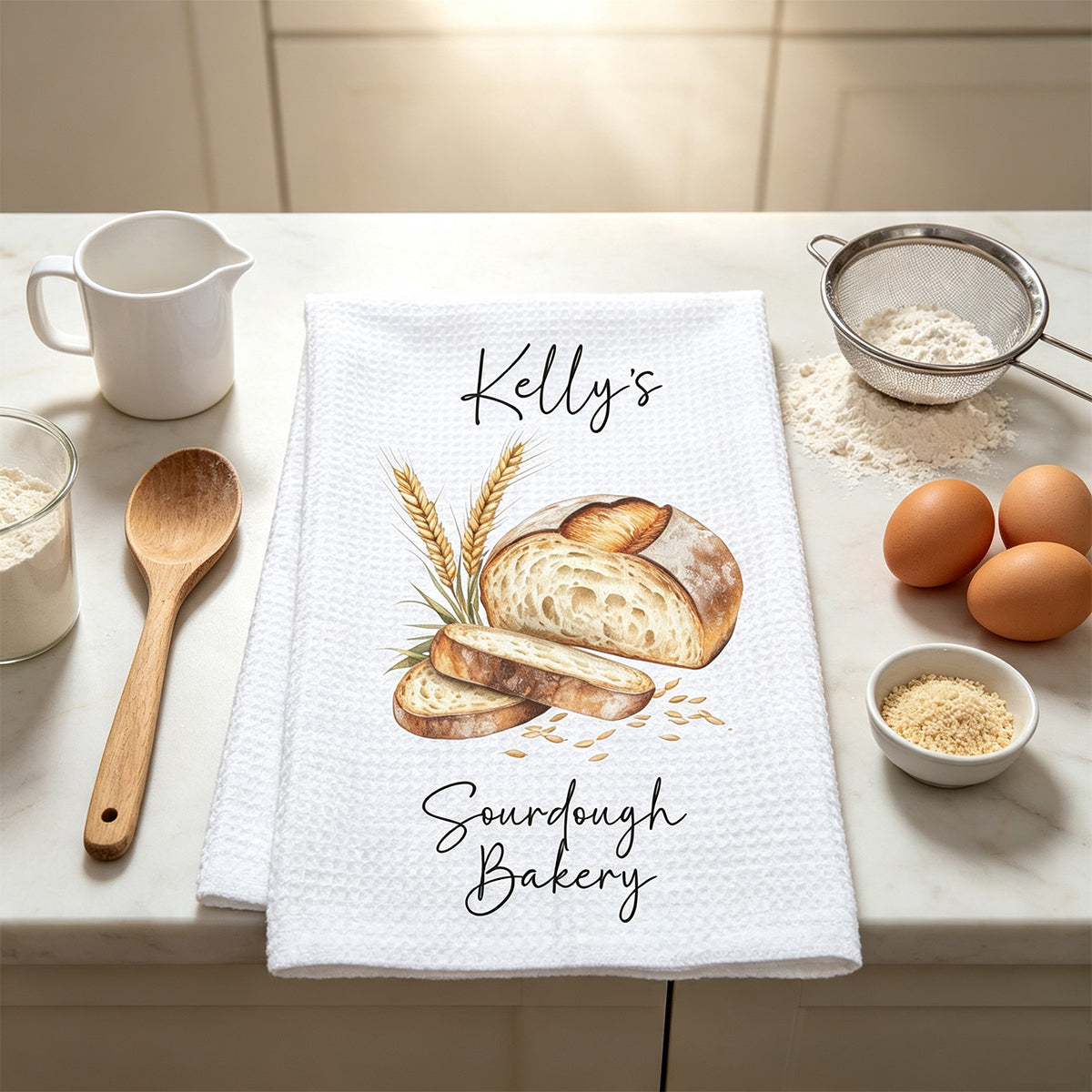 Custom Sourdough Bread Kitchen Towel Personalized Baking Gift