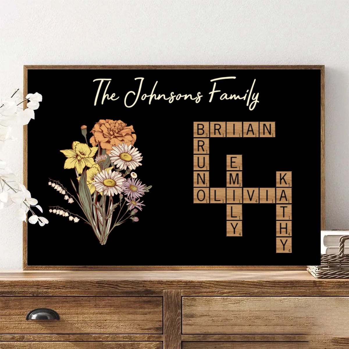 Birth Flower Family Crossword Puzzle Art Personalized Poster Lovem oom Birth flower family crossword puzzle art personalized poster lovem oom