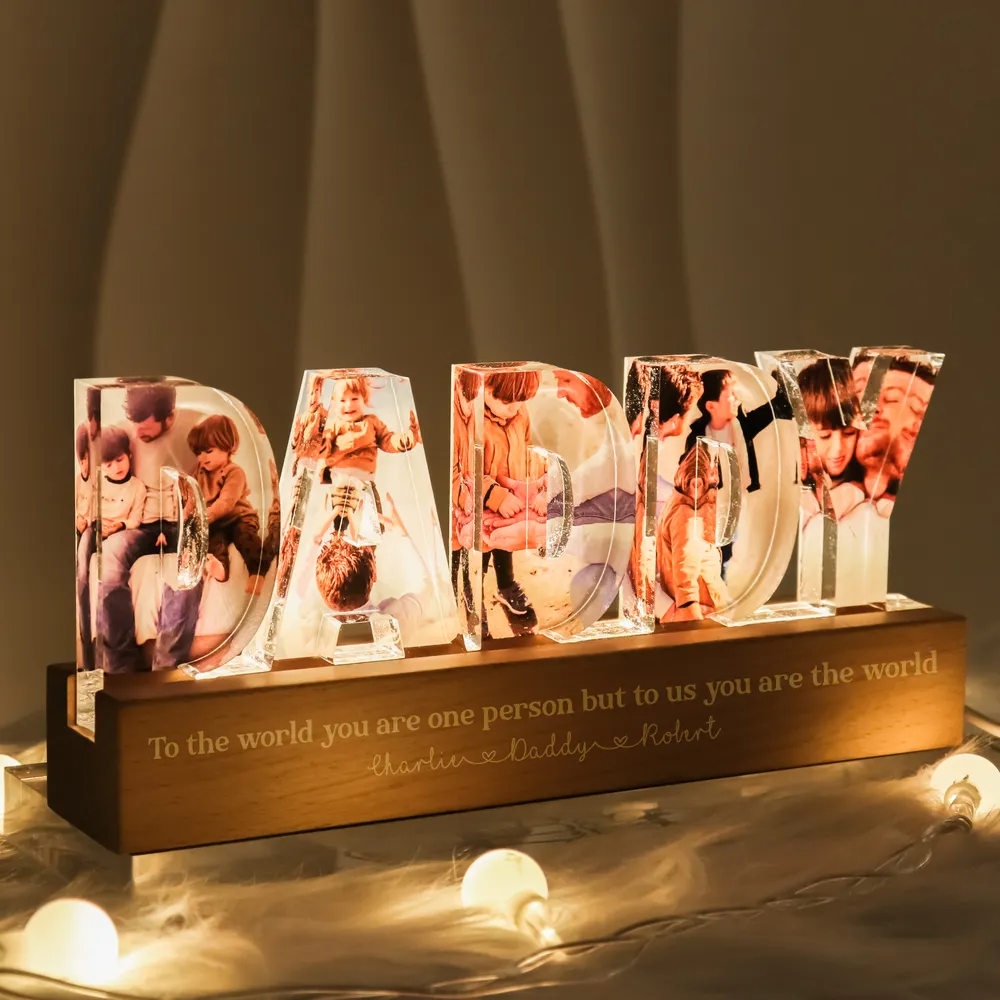 Daddy To Us You Are The World Photo Collage - Personalized LED Night Light