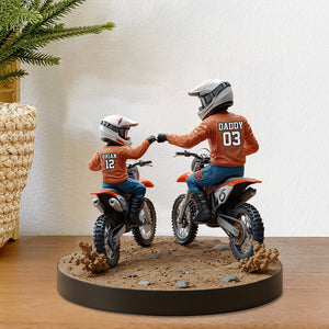 Dad And Kid - Personalized Dirt Bike Shaped Acrylic Plaque