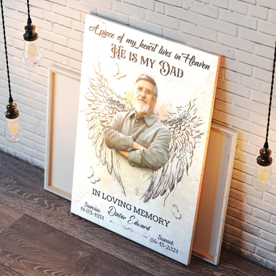 A Piece Of My Heart Personalized LoverIn Loving Memory Memorial Photo Canvas Poster