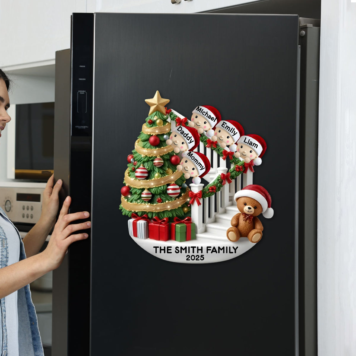 Family Members On Christmas Stairs Personalized Decal