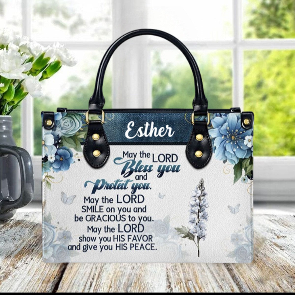 May The Lord Bless You And Protect You-Personalized Leather Handbag