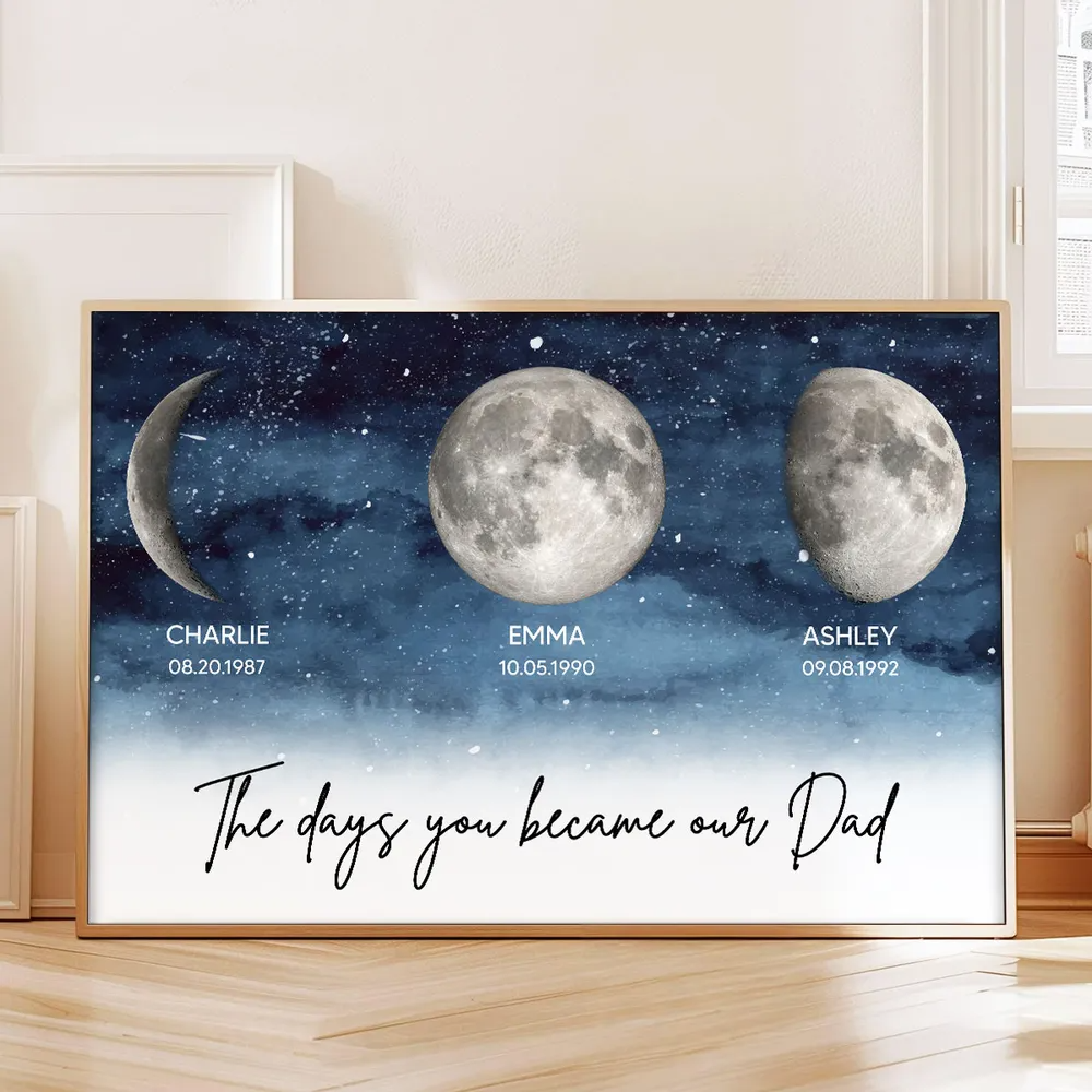 Starry Night Birth Moon Phase The Days You Became Our Dad Personalized Poster