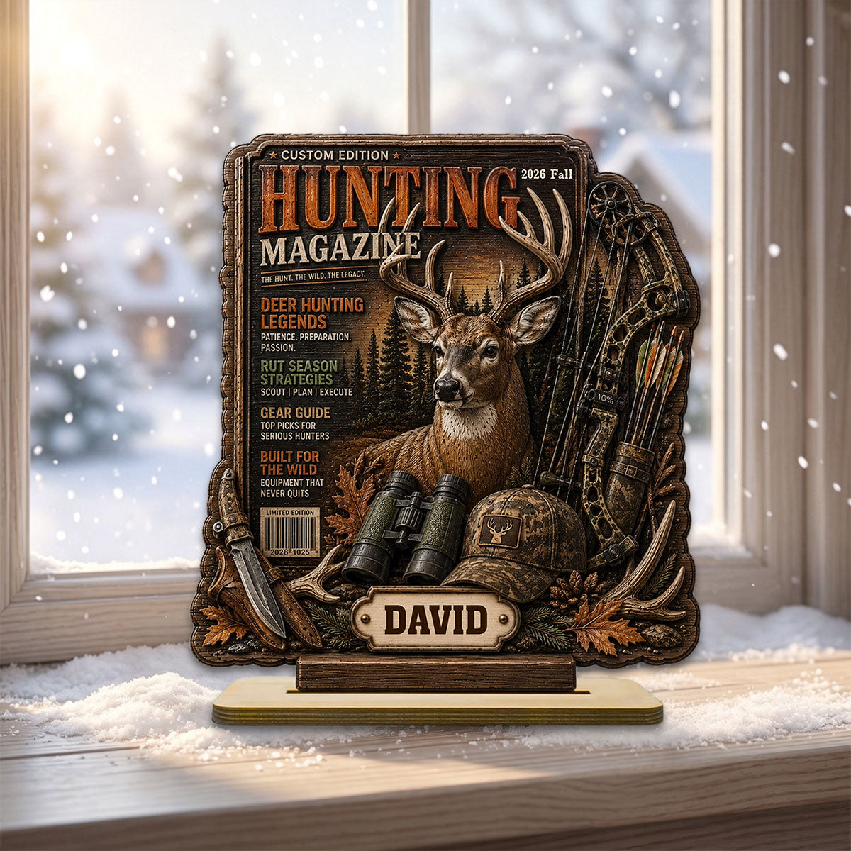 Custom Hunting Magazine Cover Plaque, Personalized Hunting Gifts for Men, Deer Hunting Gifts for Him, Hunting Dad Gift
