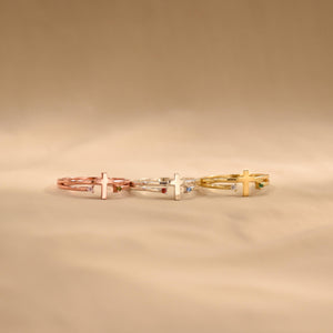 Personalized Cross Birthstone Ring for Women Mom Ring Best Friend Gift