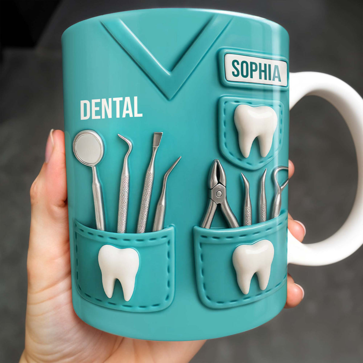 Personalized Dental Coffee Mug Featuring Dental Equipment Designs Gift For Dentists