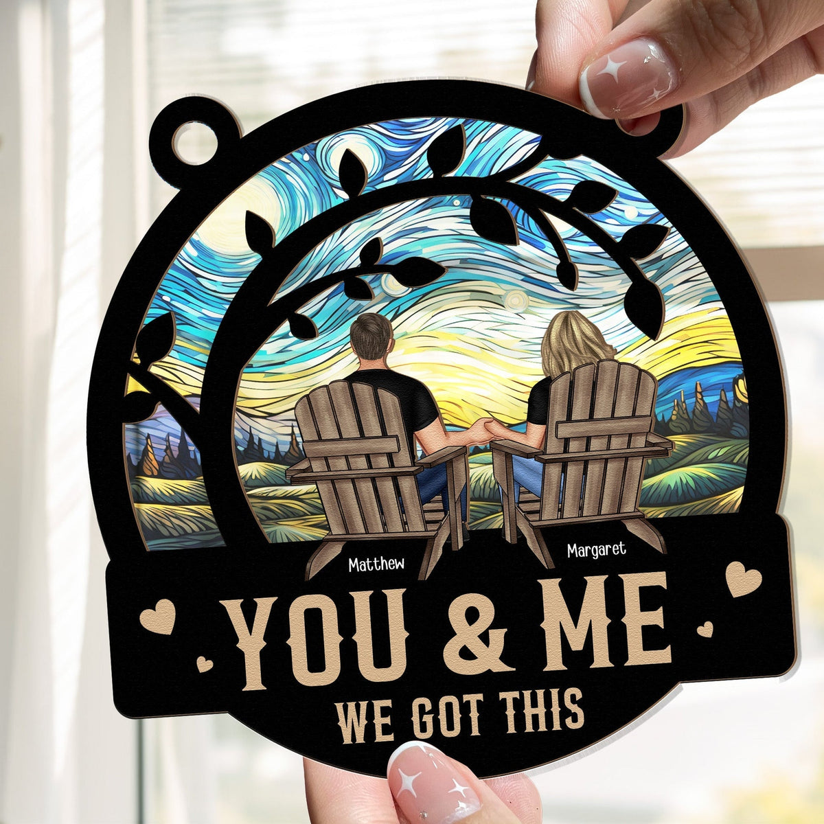 Personalized Window Hanging Suncatcher Ornament - You & Me We Got This - Anniversary Gifts