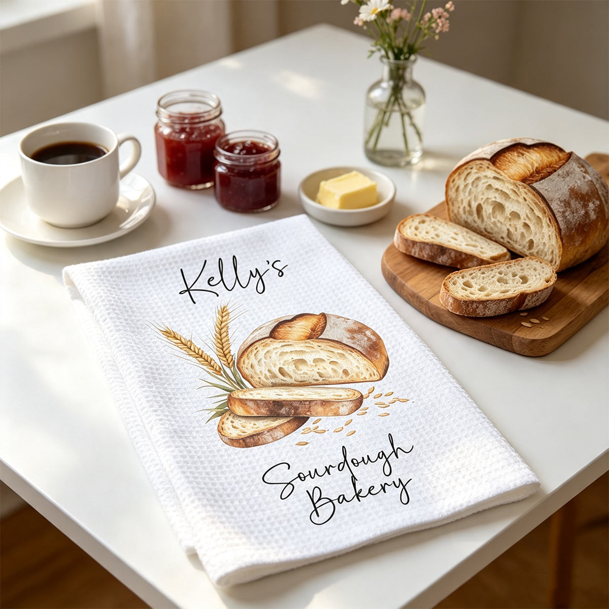 Custom Sourdough Bread Kitchen Towel Personalized Baking Gift