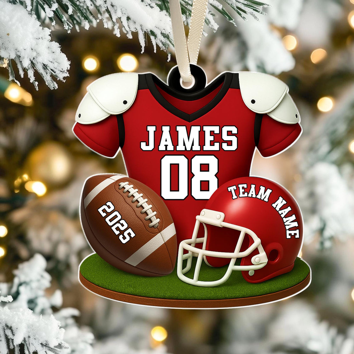 American Football Ornament, Football Player Christmas Gift Personalized Acrylic Ornament
