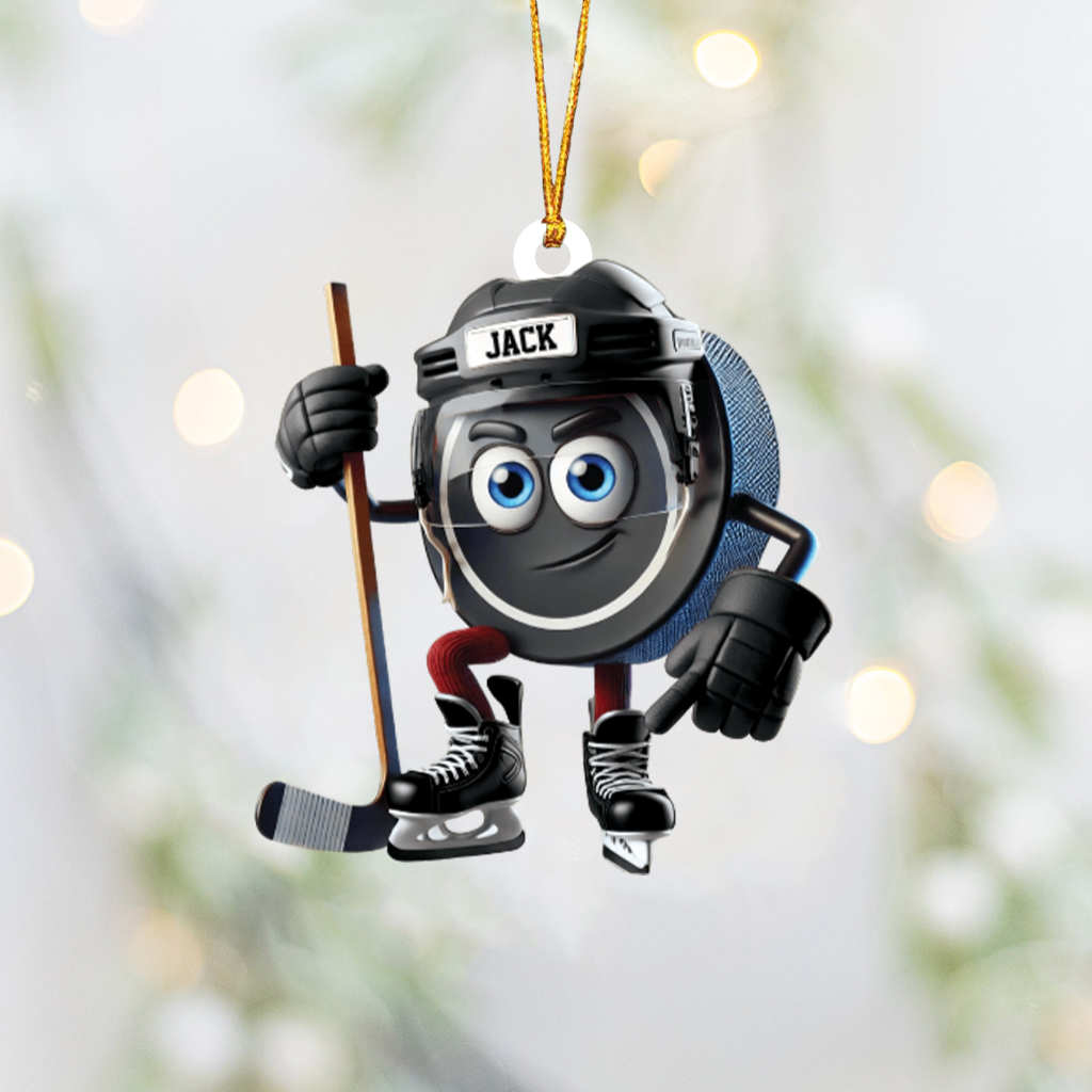 Ice Hockey Custom Color And Name - Personalized Ornament Christmas Gift