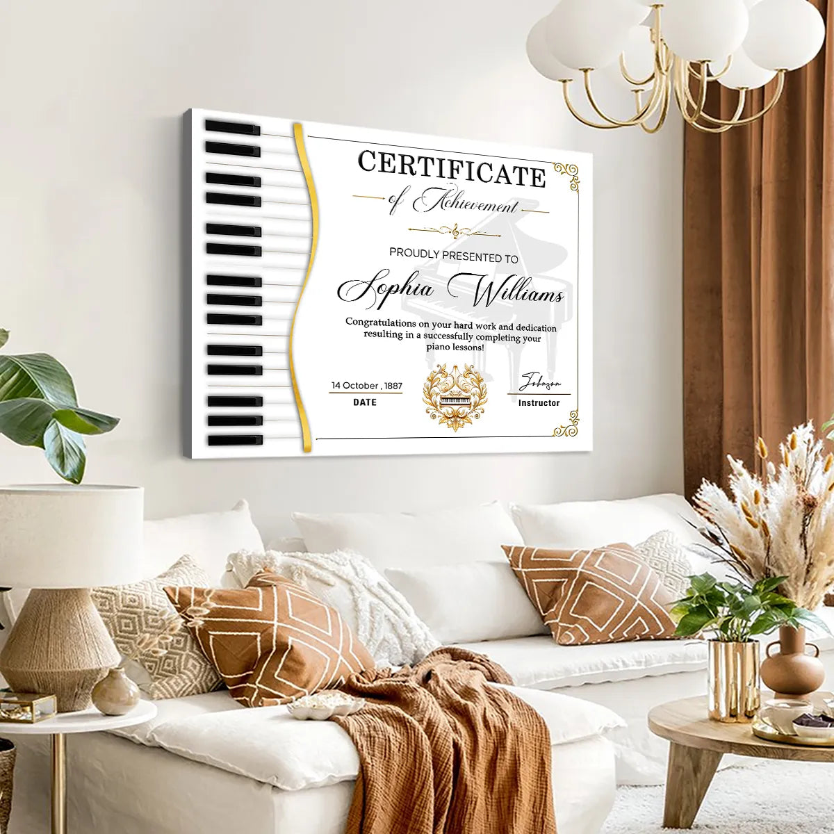 Piano Certificate Canvas, Custom Piano Achievement Gift, Piano Competition Award, Piano Lesson Graduation Certificate, Gift From Piano Teacher