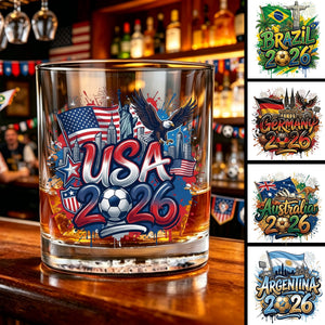 Personalized 2026 Soccer Country Whiskey Glass | Perfect For Fan Events & Tailgates