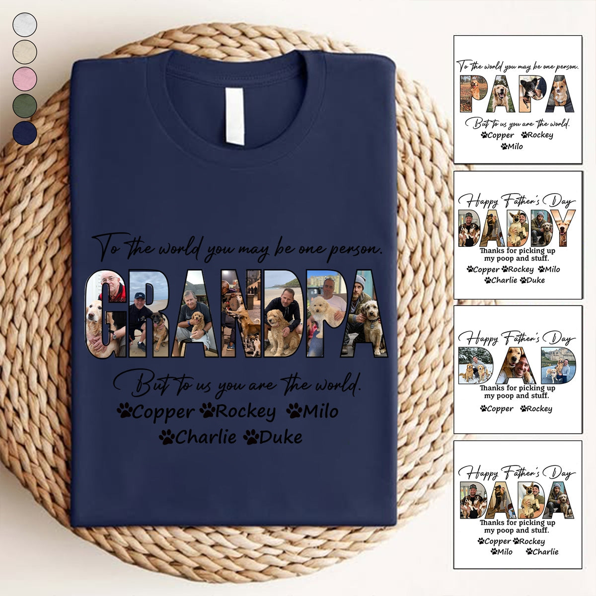 Happy Father's Day Dog Dad Personalized Custom Photo T shirt Gift For Pet Lovers