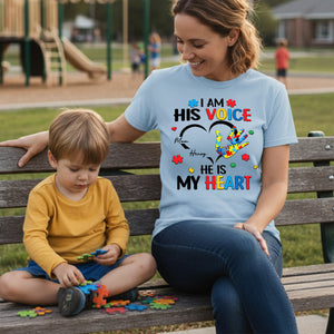 I'm His Voice He's My Heart Autism - Personalized Shirt - Autism Awareness