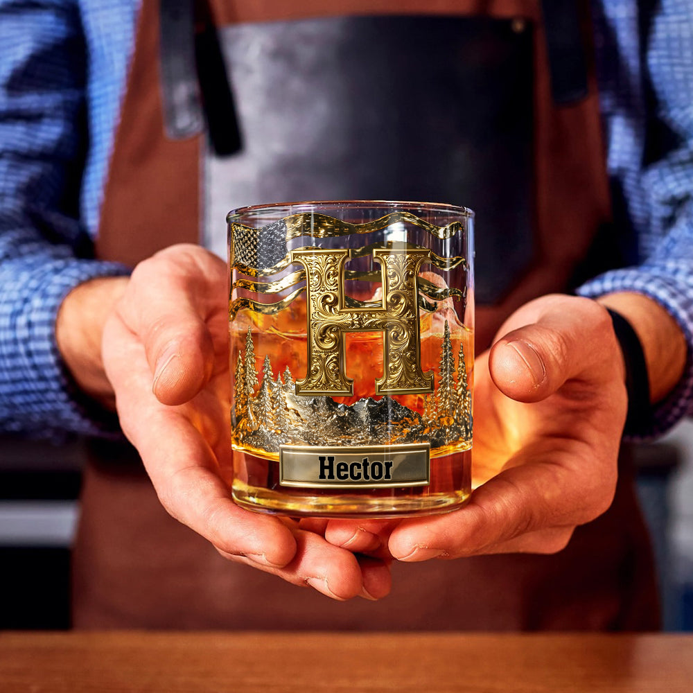 Personalized Alphabet Initial Whiskey Glass
